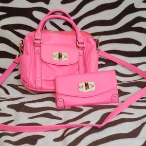 Pink purse and wallet set